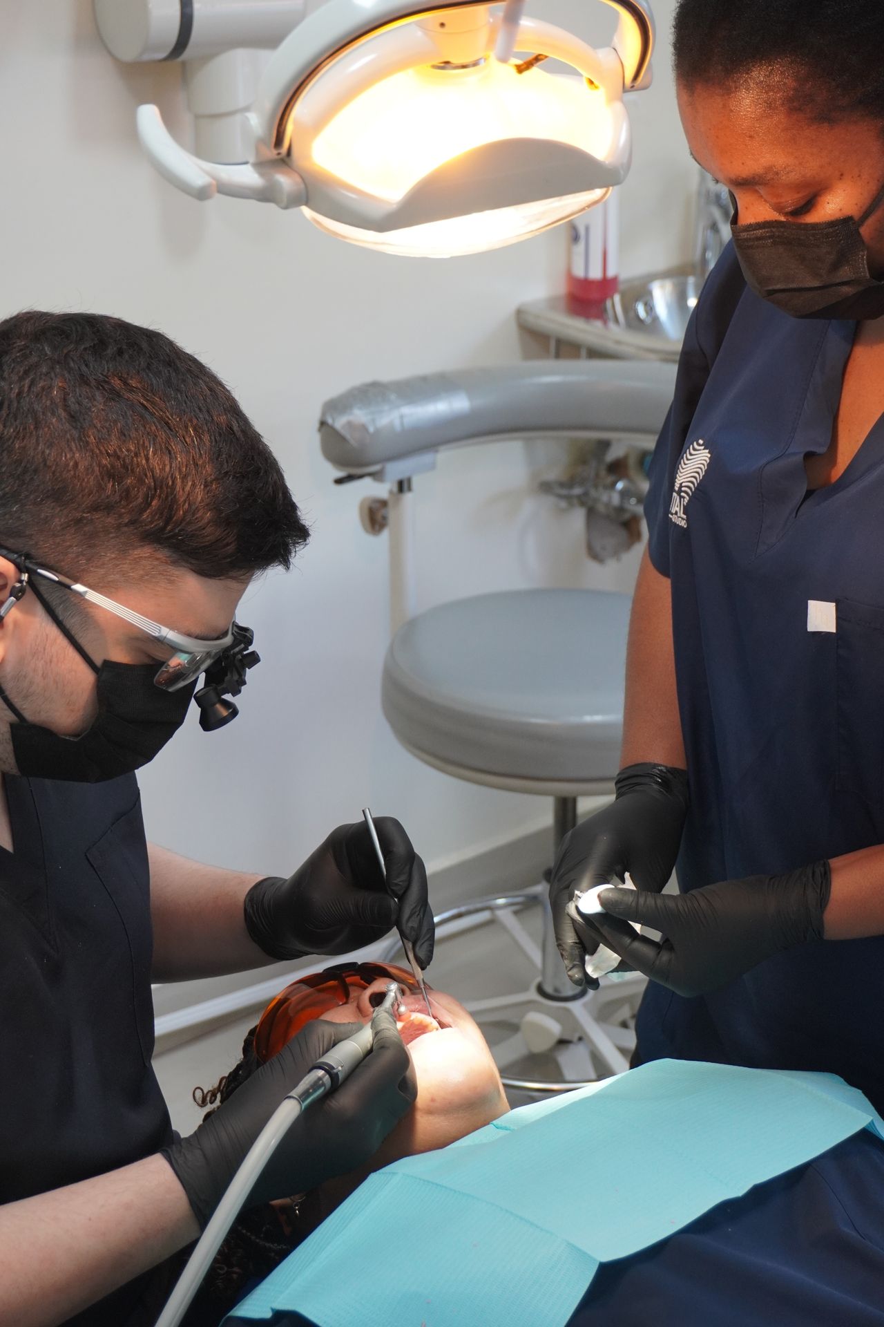 Dental team caring for patient